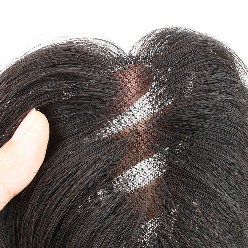Human Hair Toppers for Women Swiss Base Clip in Topper Middle Part Straight Hair Toppers with Thinning Hair Hairpieces 7 * 9 25cm Natural Color