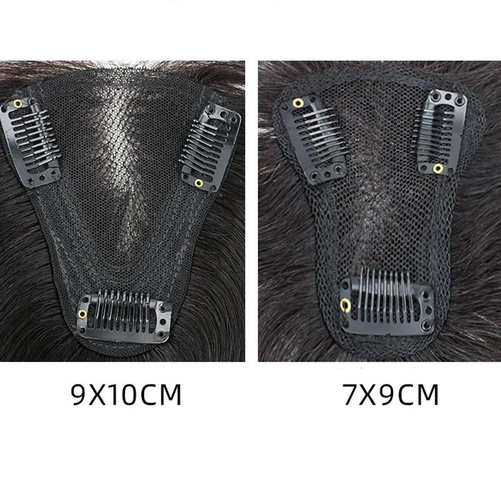 Human Hair Toppers for Women Swiss Base Clip in Topper Middle Part Straight Hair Toppers with Thinning Hair Hairpieces 7 * 9 25cm Natural Color