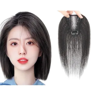 Human Hair Toppers for Women Swiss Base Clip in Topper Middle Part Straight Hair Toppers with Thinning Hair Hairpieces 7 * 9 25cm Natural Color