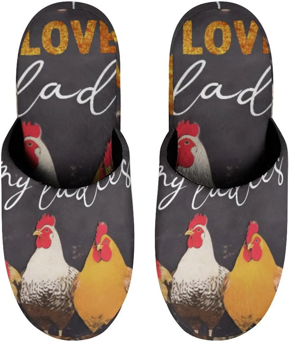 I Love My Ladies Funny Chicken Men's Slipper Non Slip Comfortable Winter Warm Home House Shoes
