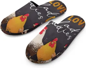 I Love My Ladies Funny Chicken Men's Slipper Non Slip Comfortable Winter Warm Home House Shoes