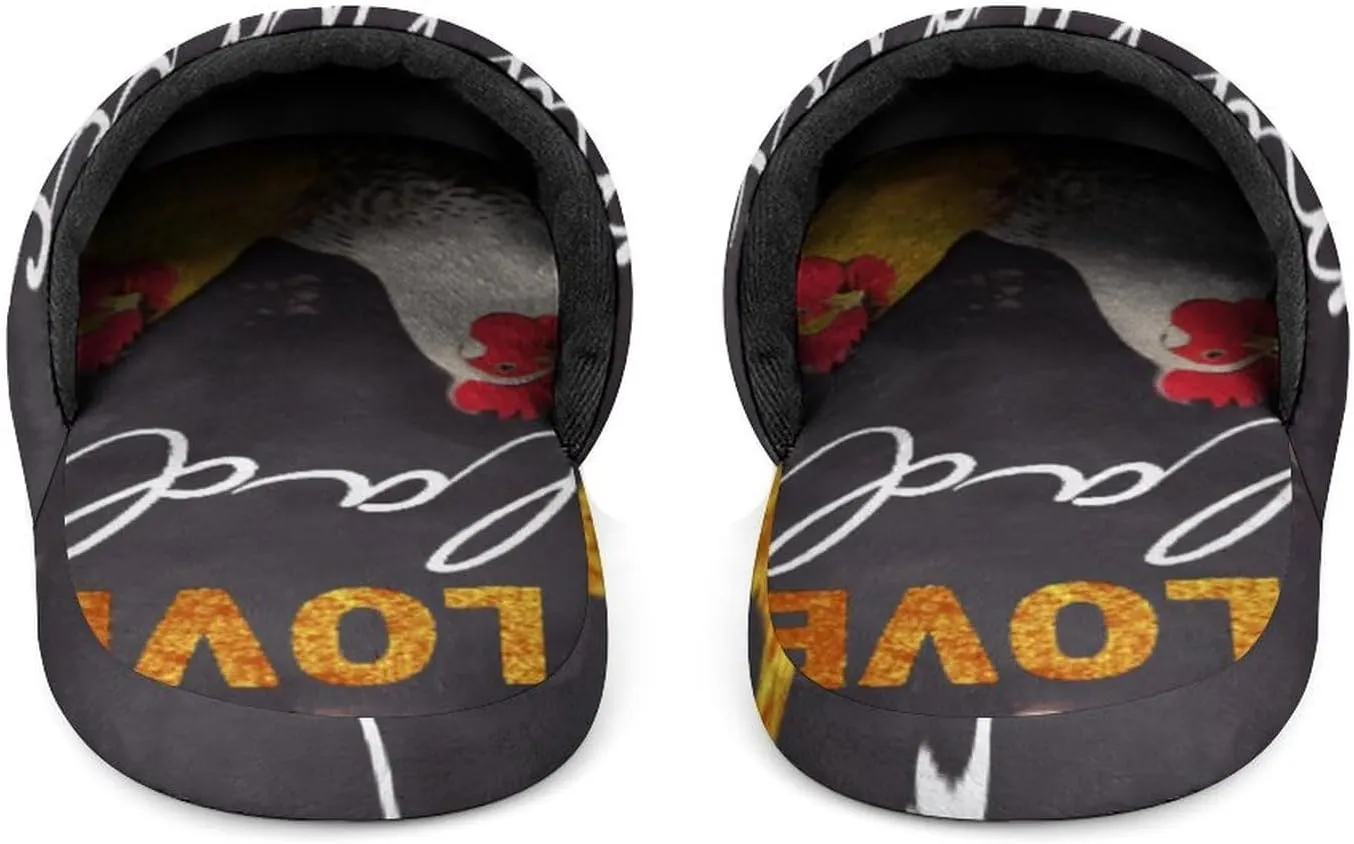 I Love My Ladies Funny Chicken Men's Slipper Non Slip Comfortable Winter Warm Home House Shoes