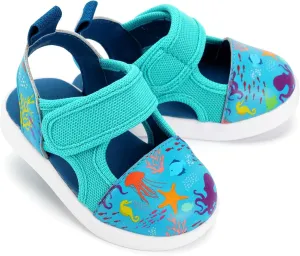 ikiki Non-Squeaky Sandals for Toddlers/Little Kids, Closed Toe