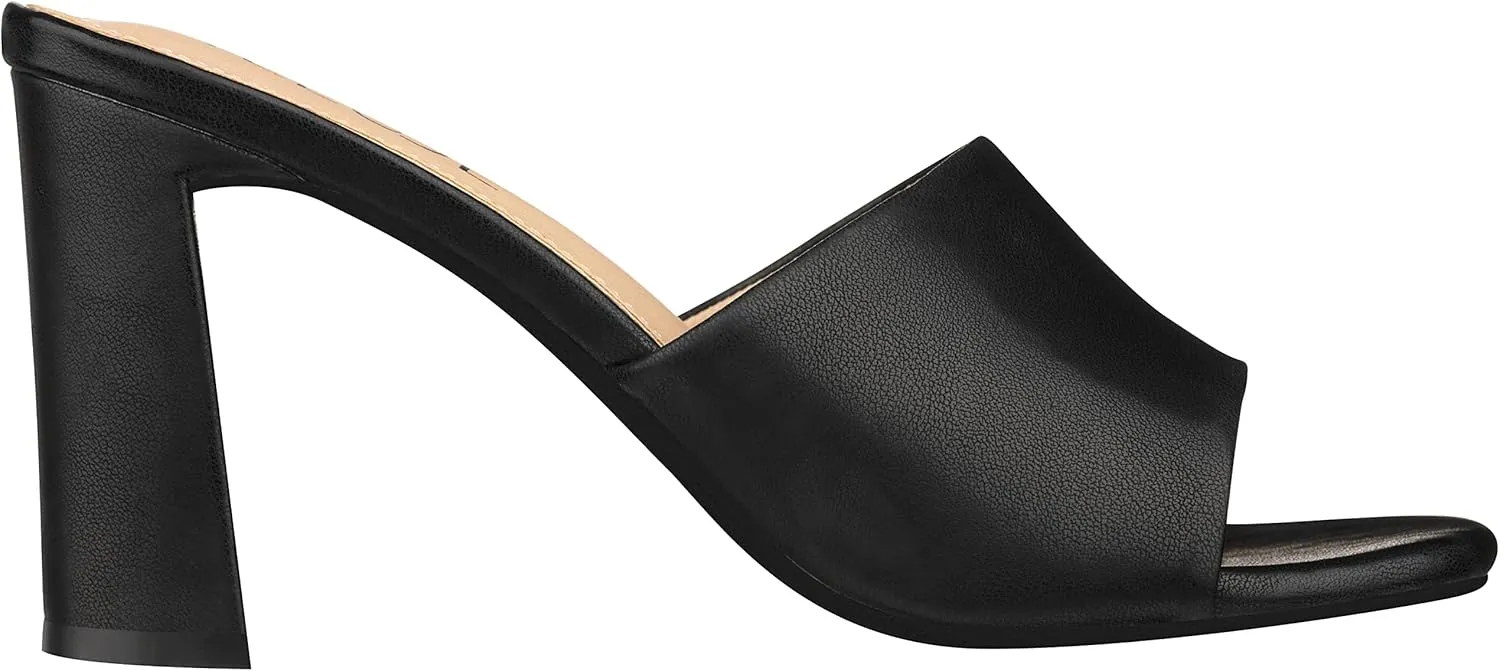 ILLUDE Women’s Block Heel Single Strap Square Toe Heeled Sandal Slip On Mule - Demi
