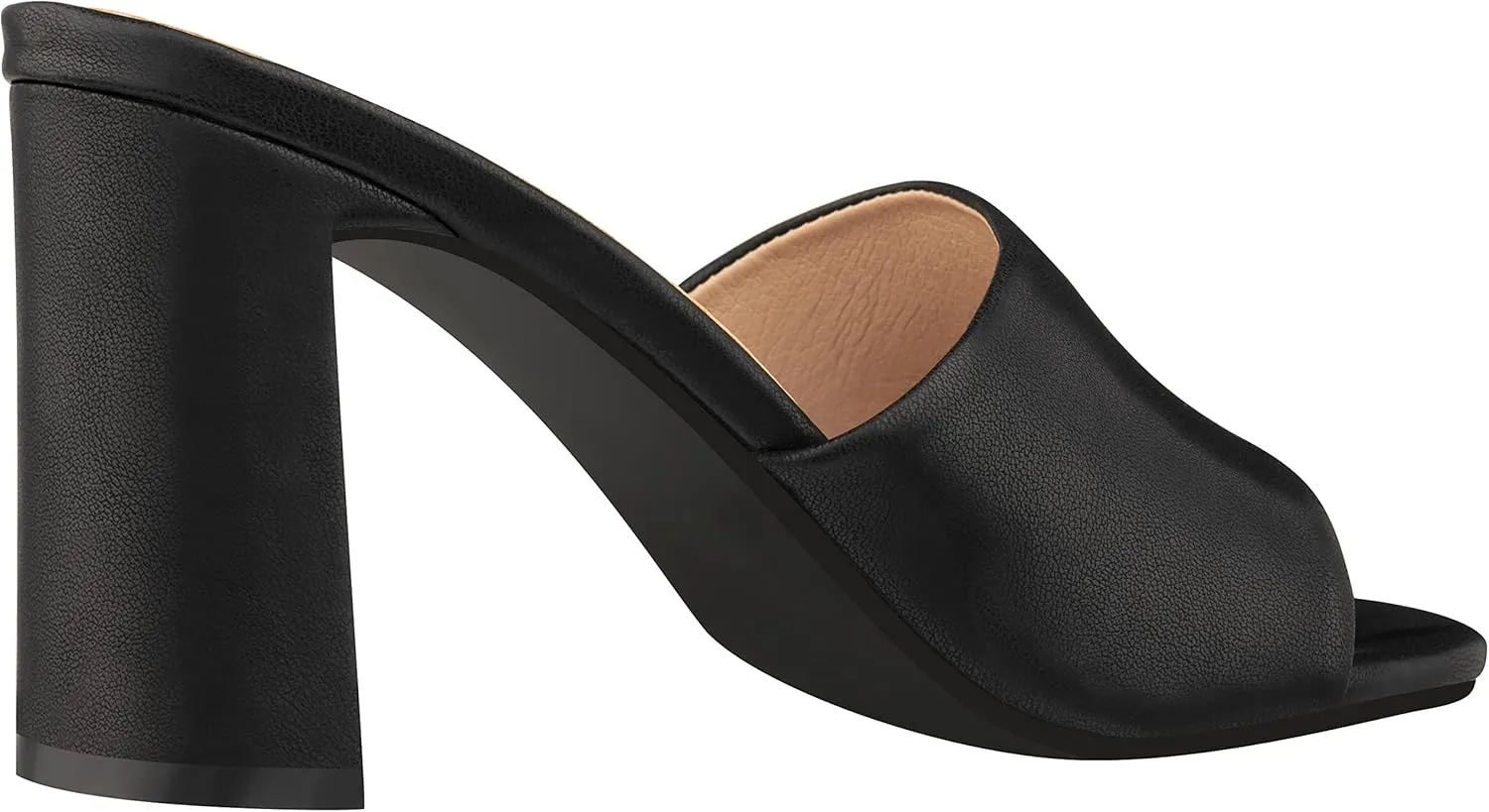 ILLUDE Women’s Block Heel Single Strap Square Toe Heeled Sandal Slip On Mule - Demi