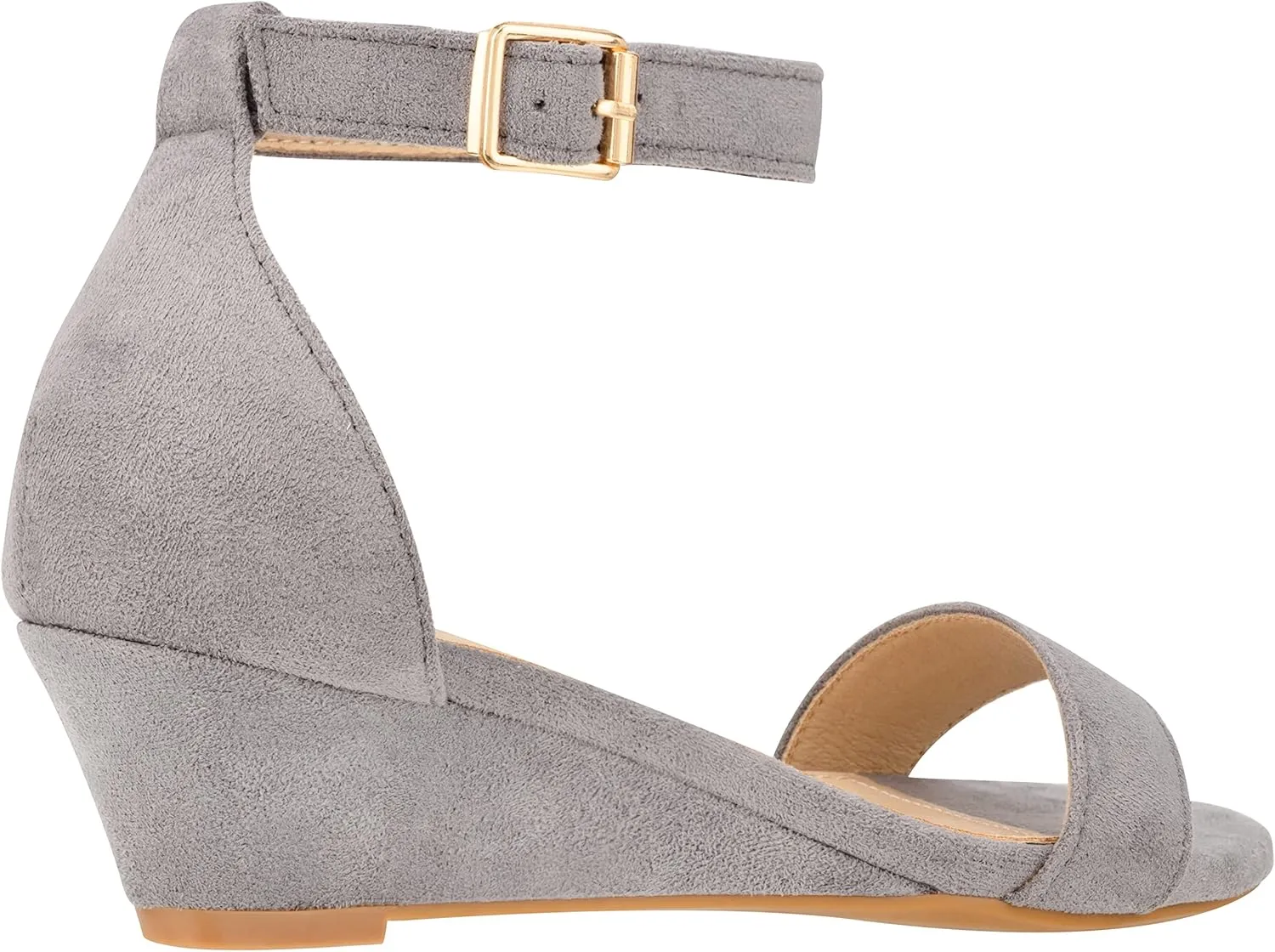 ILLUDE Women's Open Toe Ankle Strap Low Wedge Sandal Comfortable Platform Heeled Sandals
