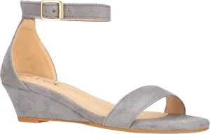 ILLUDE Women's Open Toe Ankle Strap Low Wedge Sandal Comfortable Platform Heeled Sandals