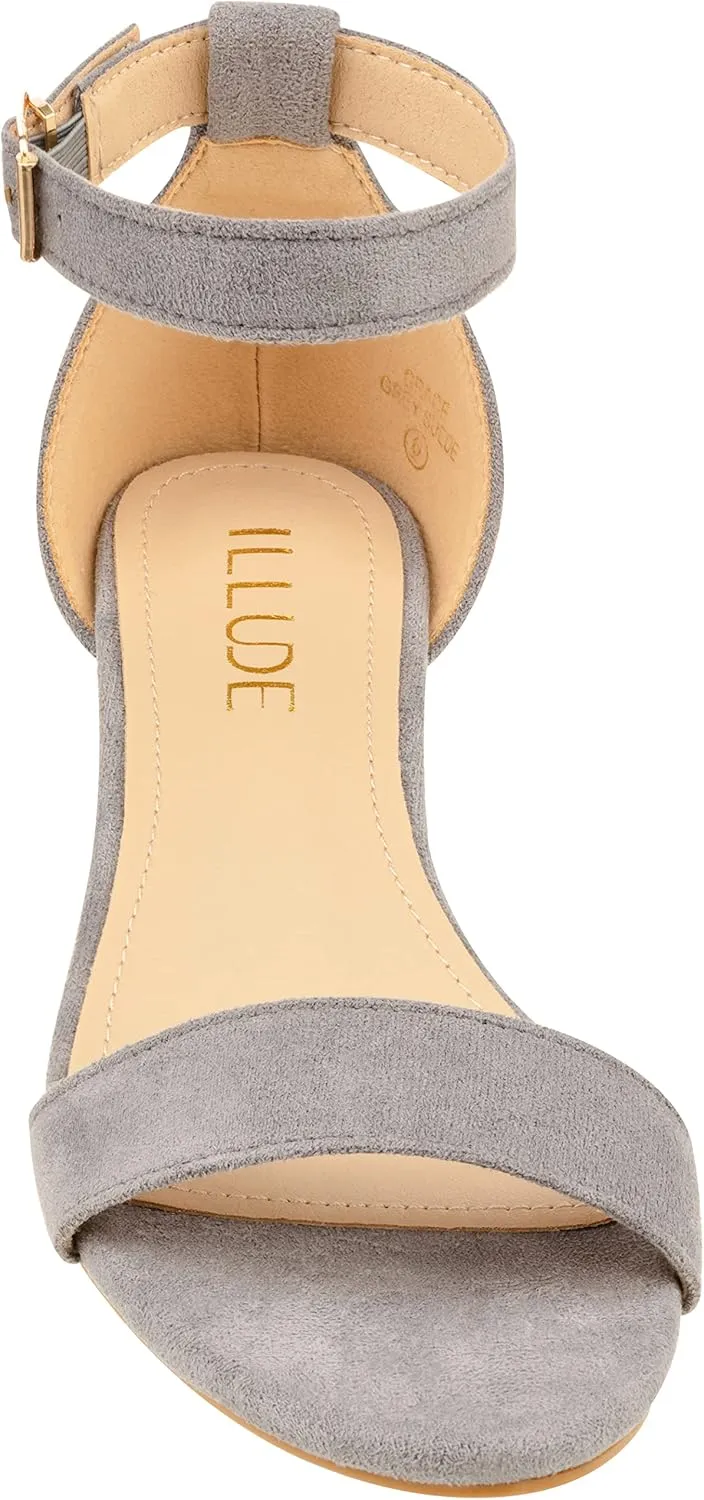 ILLUDE Women's Open Toe Ankle Strap Low Wedge Sandal Comfortable Platform Heeled Sandals