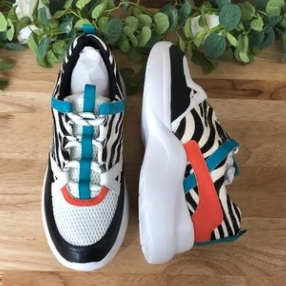 INC Gemella Leather Animal Print Dad Sneakers 9.5