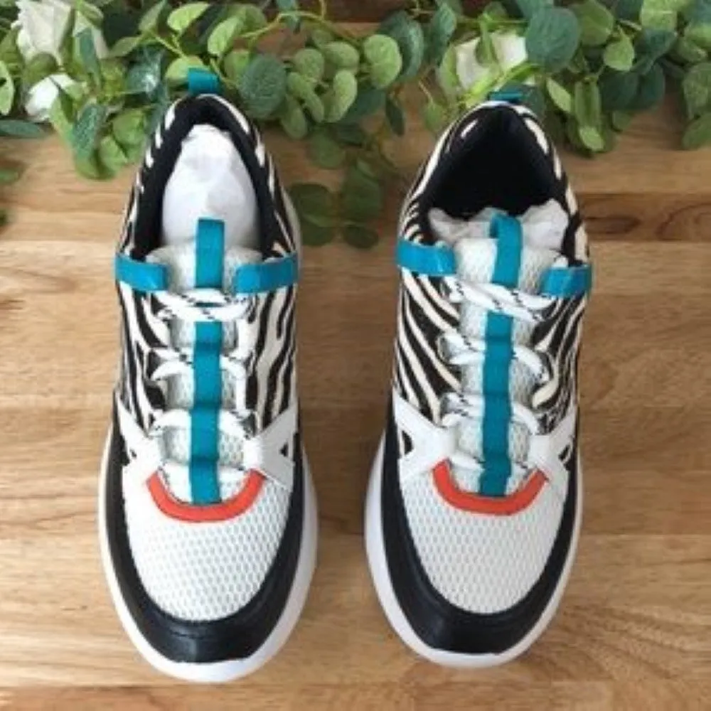 INC Gemella Leather Animal Print Dad Sneakers 9.5