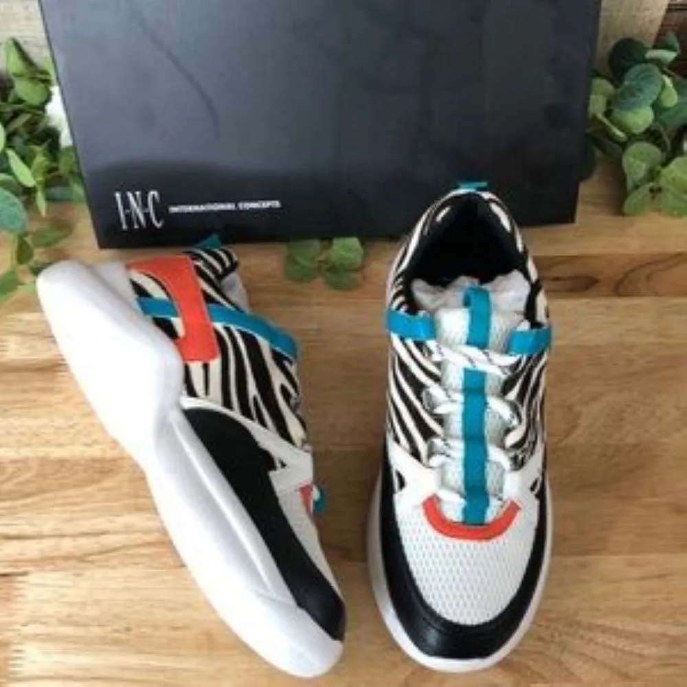 INC Gemella Leather Animal Print Dad Sneakers 9.5