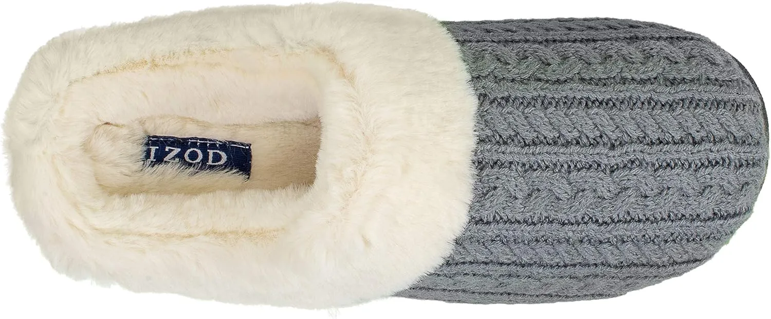 IZOD Women's Memory Foam Slippers, Winter Warm Slip On Scuff Clogs, Women's Size 5 to 12