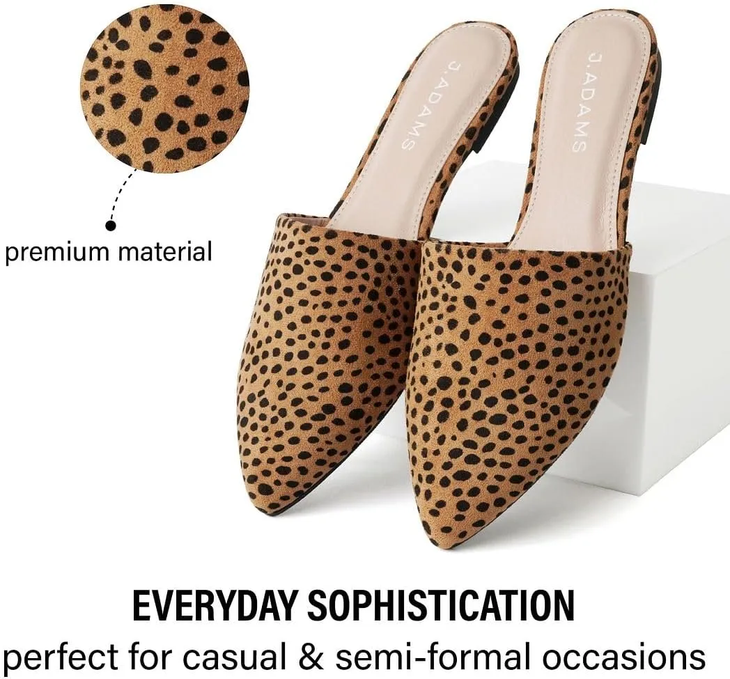 J. Adams Lennox Mules for Women - Closed Pointed Toe Flat Heel Slides