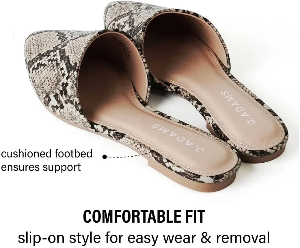 J. Adams Lennox Mules for Women - Closed Pointed Toe Flat Heel Slides