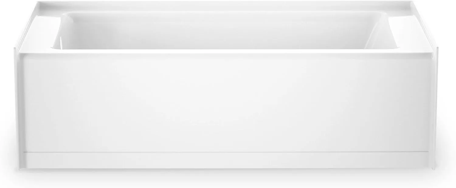 Jacuzzi SIGNATURE Acrylic Whirlpool Skirted Bathtub, Heater & Jet Massage Tub, Slip Resistant, Left Drain Placement, 60" (L) x 30" (W), Rectangle Flat Front, White