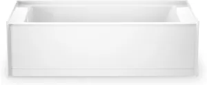 Jacuzzi SIGNATURE Acrylic Whirlpool Skirted Bathtub, Heater & Jet Massage Tub, Slip Resistant, Left Drain Placement, 60" (L) x 30" (W), Rectangle Flat Front, White