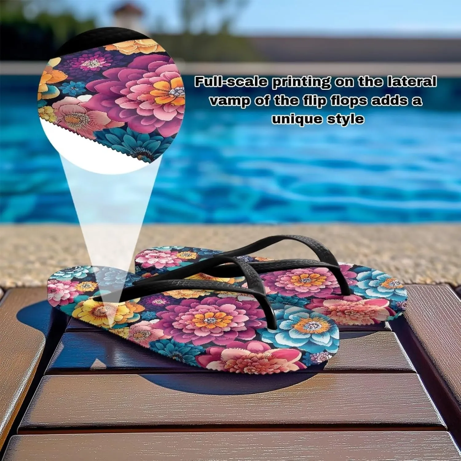 Jeiento 70S Flip Flops for Women Non Slip Beach Thong Sandals Slip On Bathroom Shower Shoes Comfort Walking Footwear Casual Shoes