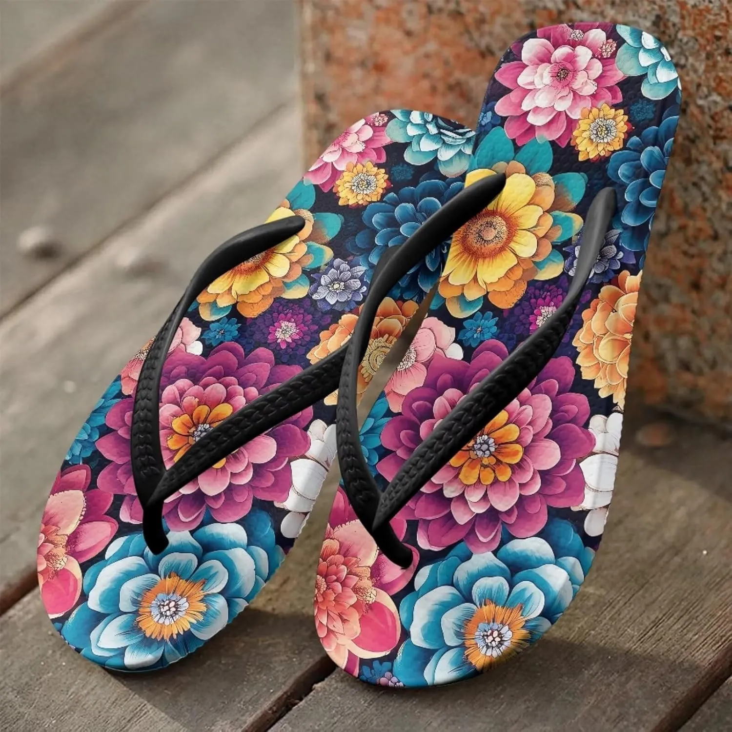 Jeiento 70S Flip Flops for Women Non Slip Beach Thong Sandals Slip On Bathroom Shower Shoes Comfort Walking Footwear Casual Shoes