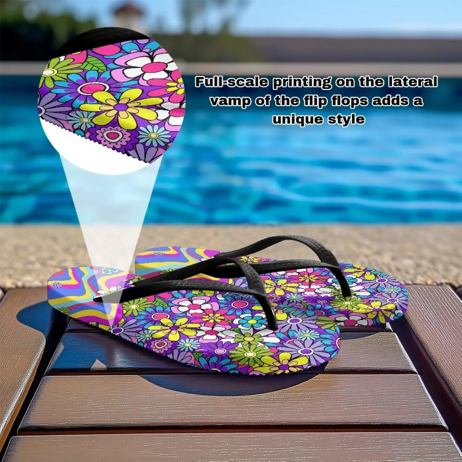 Jeiento 70S Flip Flops for Women Non Slip Beach Thong Sandals Slip On Bathroom Shower Shoes Comfort Walking Footwear Casual Shoes