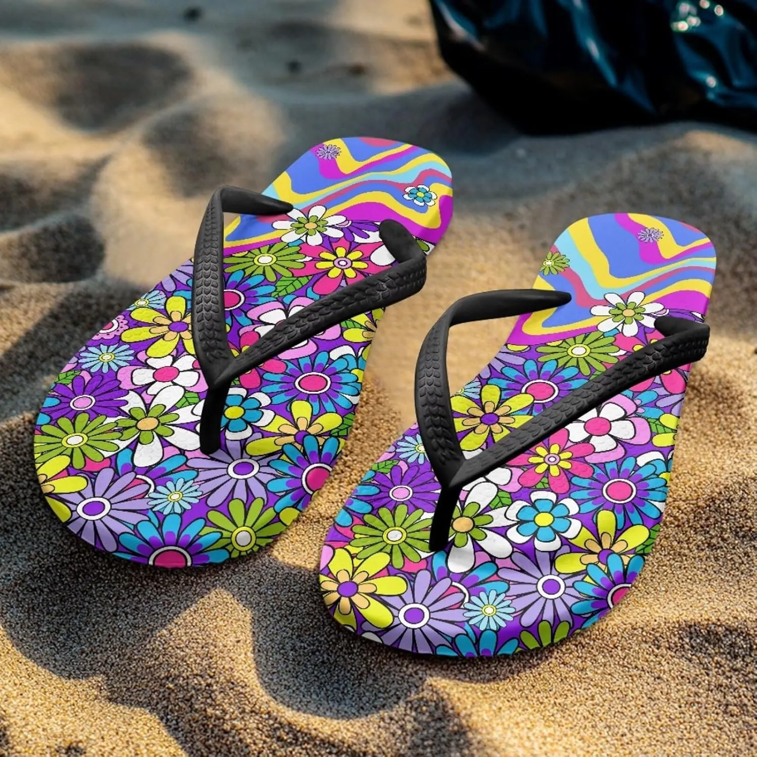 Jeiento 70S Flip Flops for Women Non Slip Beach Thong Sandals Slip On Bathroom Shower Shoes Comfort Walking Footwear Casual Shoes