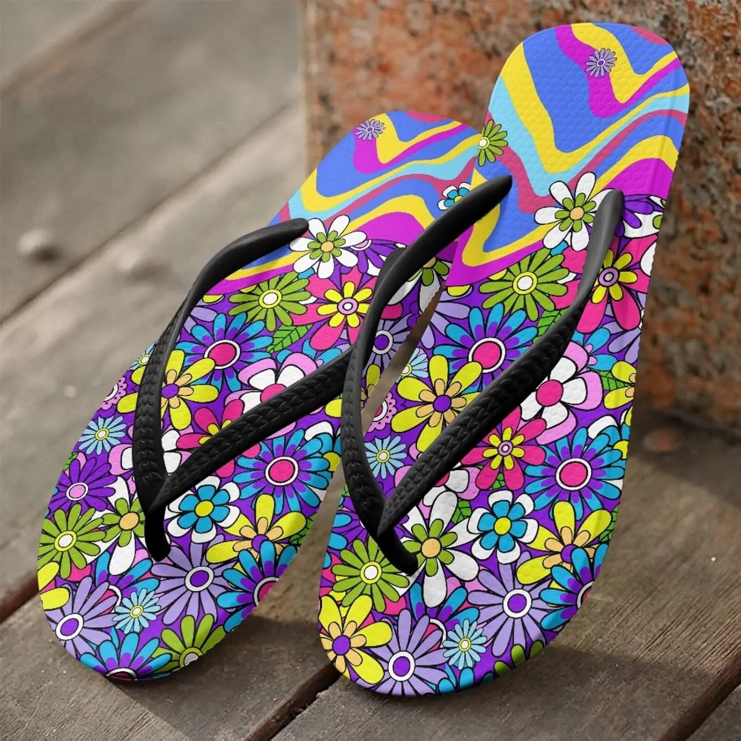 Jeiento 70S Flip Flops for Women Non Slip Beach Thong Sandals Slip On Bathroom Shower Shoes Comfort Walking Footwear Casual Shoes