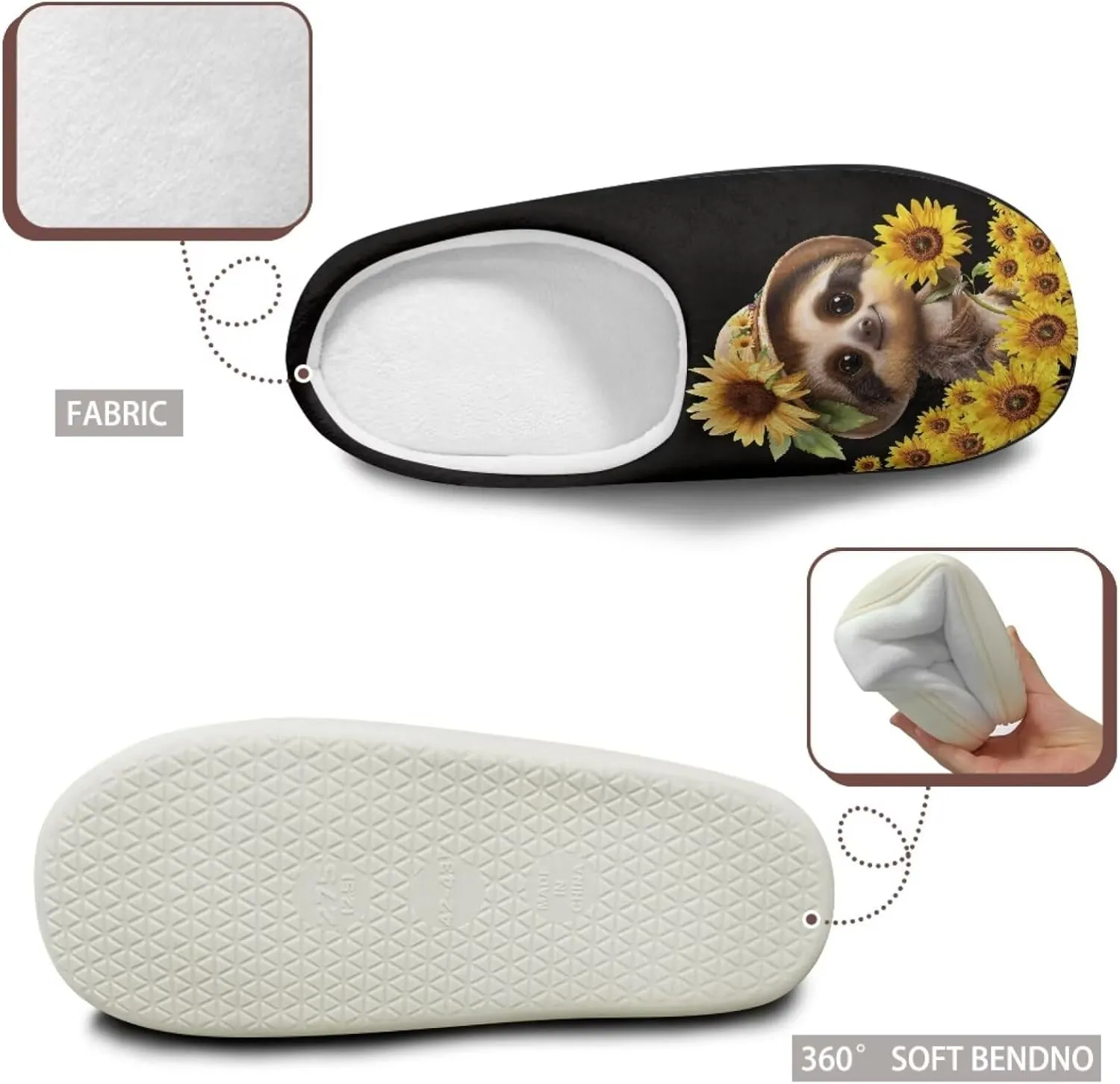 Jeiento Cute Otter Womens Slippers Comfy Non Slip Closed Toe Bedroom Slipper Fluffy Winter House Shoes