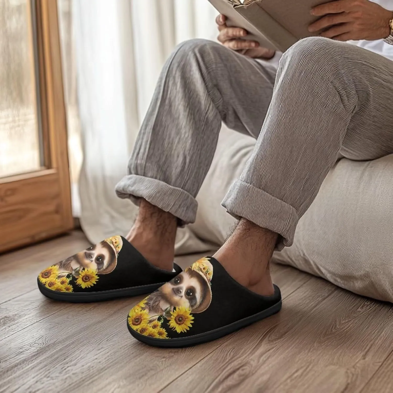 Jeiento Cute Otter Womens Slippers Comfy Non Slip Closed Toe Bedroom Slipper Fluffy Winter House Shoes