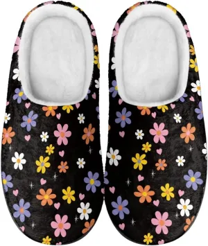 Jeiento Women's Indoor Bedroom Slipper Daisy Floral Soft Non Slip Closed Toe House Slippers