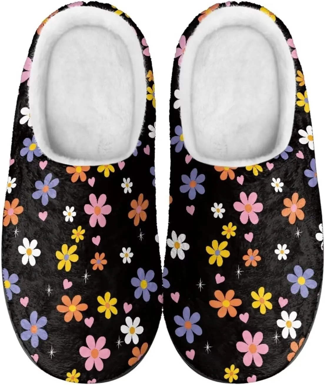 Jeiento Women's Indoor Bedroom Slipper Daisy Floral Soft Non Slip Closed Toe House Slippers