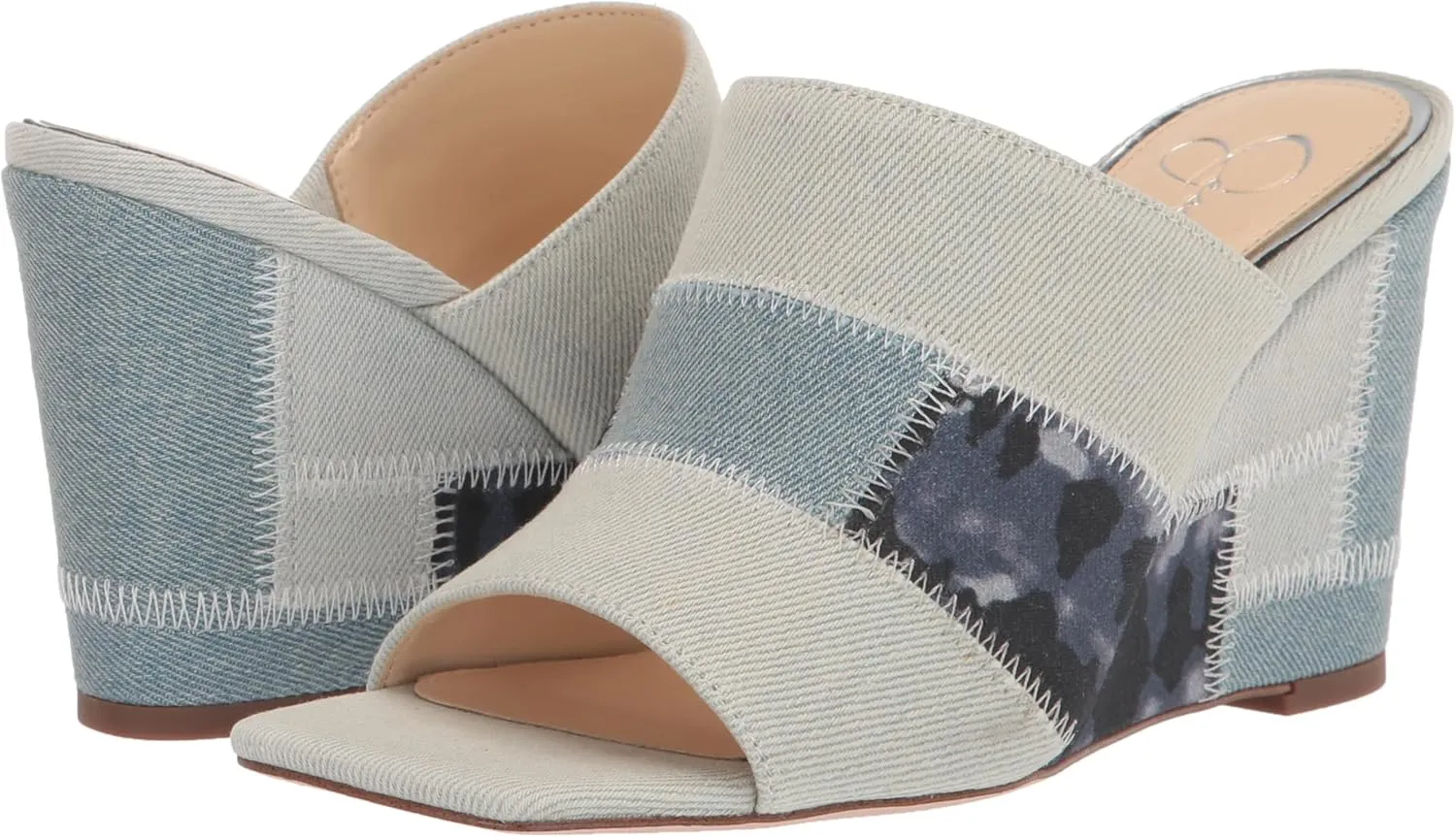 Jessica Simpson Womens Aishia Denim Slip-On Wedge Sandals