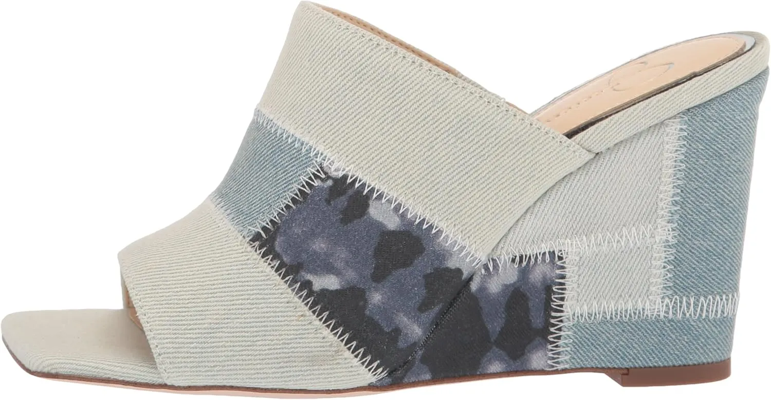 Jessica Simpson Womens Aishia Denim Slip-On Wedge Sandals