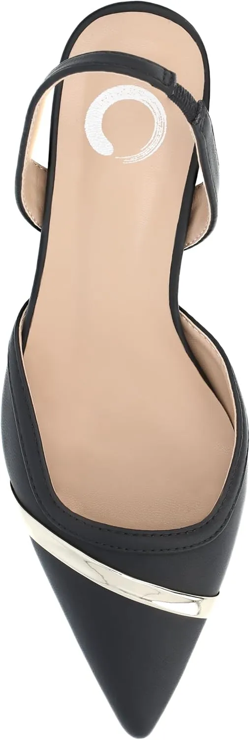 Journee Womens Slip On Mule Houndstooth Kitten Heel Slingback Closed Pointed Toe Nellia Padded Pump