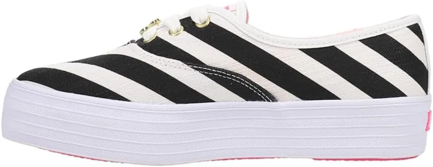 Keds Womens X Point Striped Canvas Platform Sneakers Shoes Casual - Black, White
