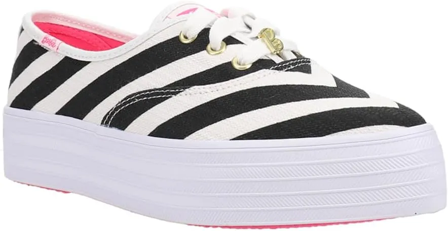 Keds Womens X Point Striped Canvas Platform Sneakers Shoes Casual - Black, White