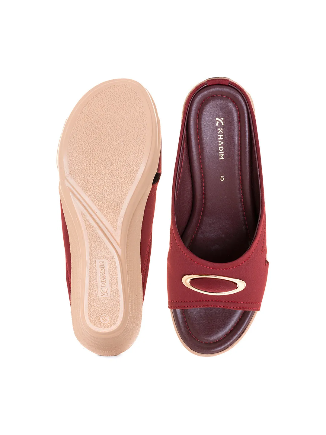 Khadim Wedge Heel Mule Slip On Sandal for Women