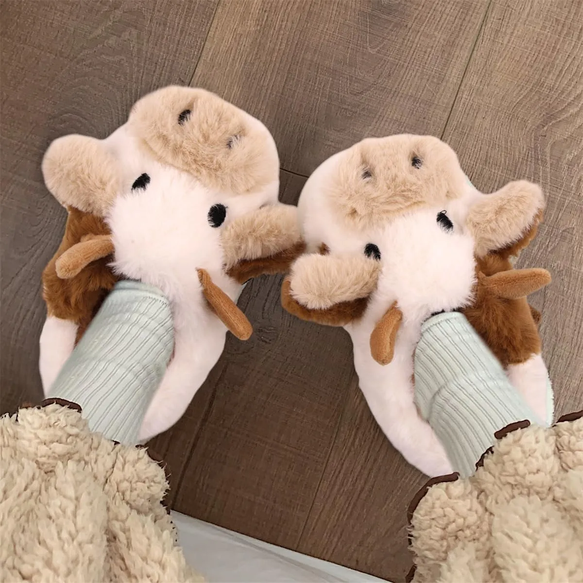 Kids Cow Slippers丨Toddler Boys Girls Animal Slippers丨Youth Fuzzy Slippers丨Comfy House Slippers Shoes丨Memory Foam丨Cute Cartoon丨Soft Non-slip