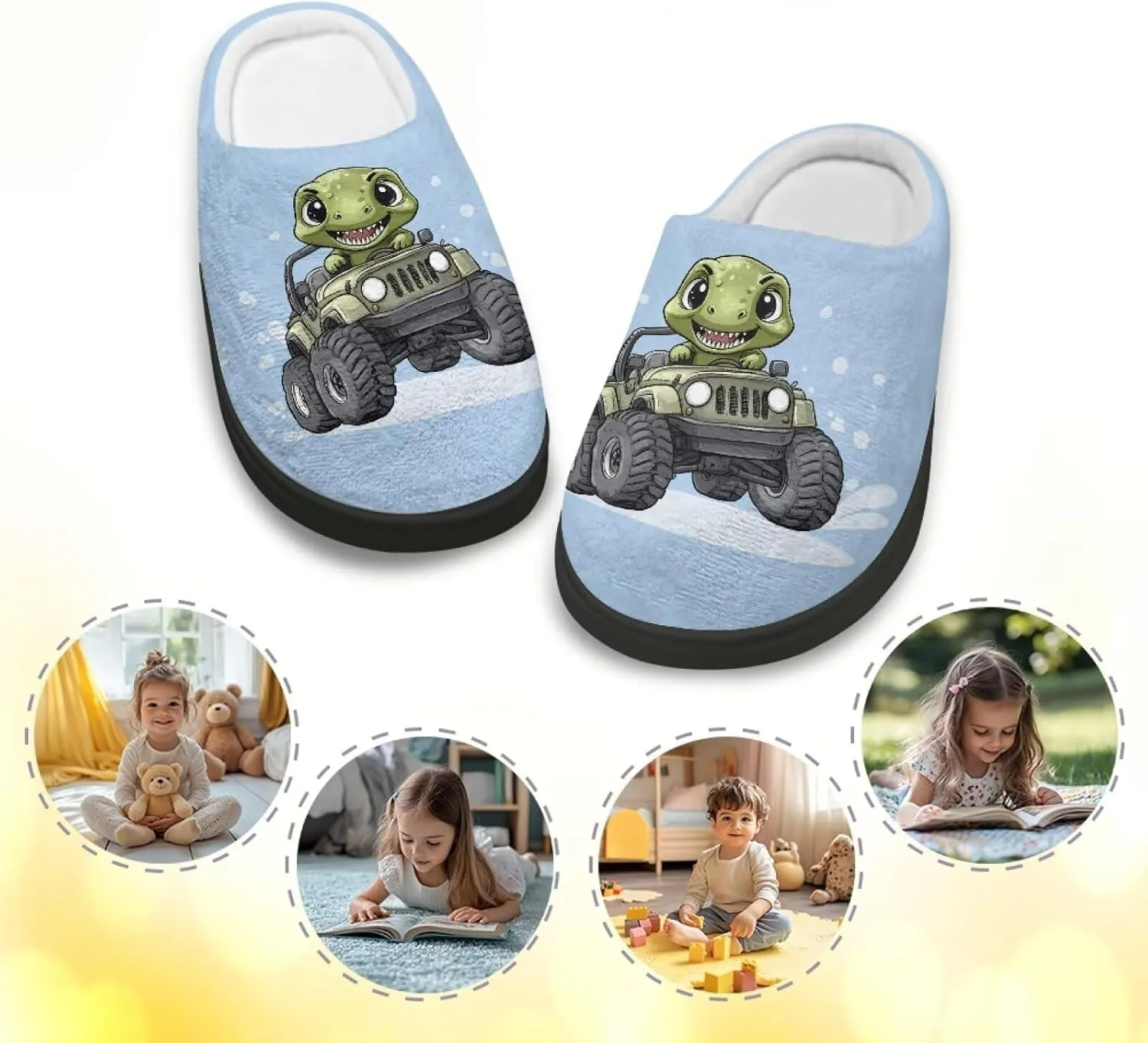 Kids Fluffy Slippers for Boys and Girls, Warm House Slippers for Winter, Soft Cozy Slippers for Indoor Outdoor Walking