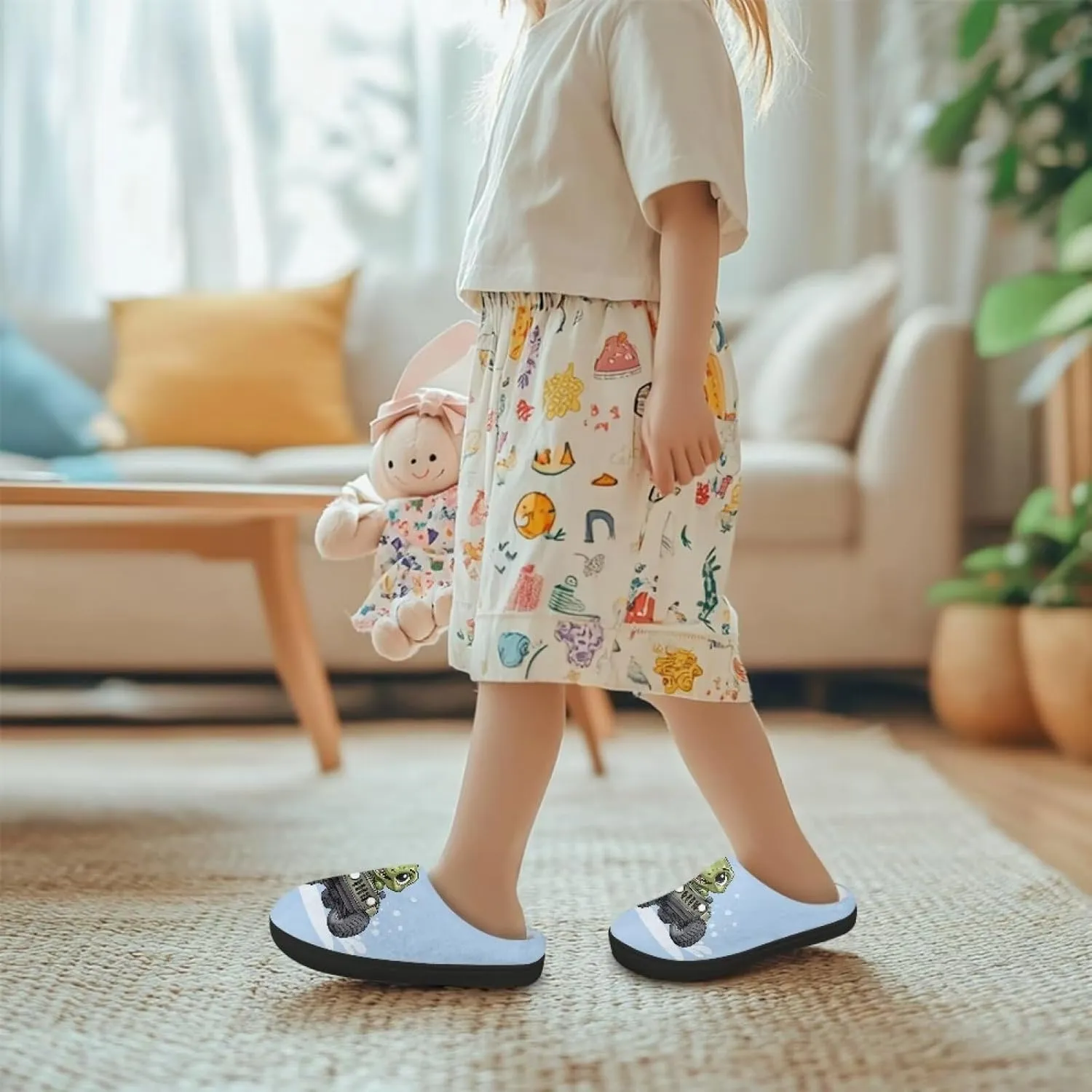 Kids Fluffy Slippers for Boys and Girls, Warm House Slippers for Winter, Soft Cozy Slippers for Indoor Outdoor Walking