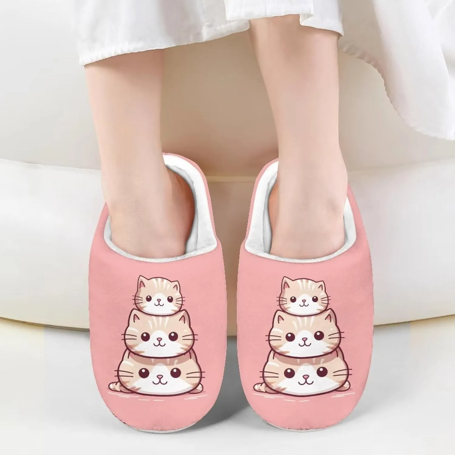Kids House Slippers Cute Plush Slippers for Teen Girls Anti-slip Indoor Bedroom Slippers