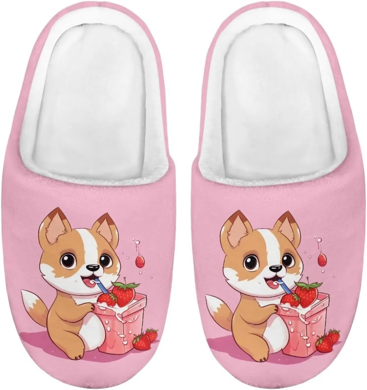 Kids House Slippers Cute Plush Slippers for Teen Girls Anti-slip Indoor Bedroom Slippers