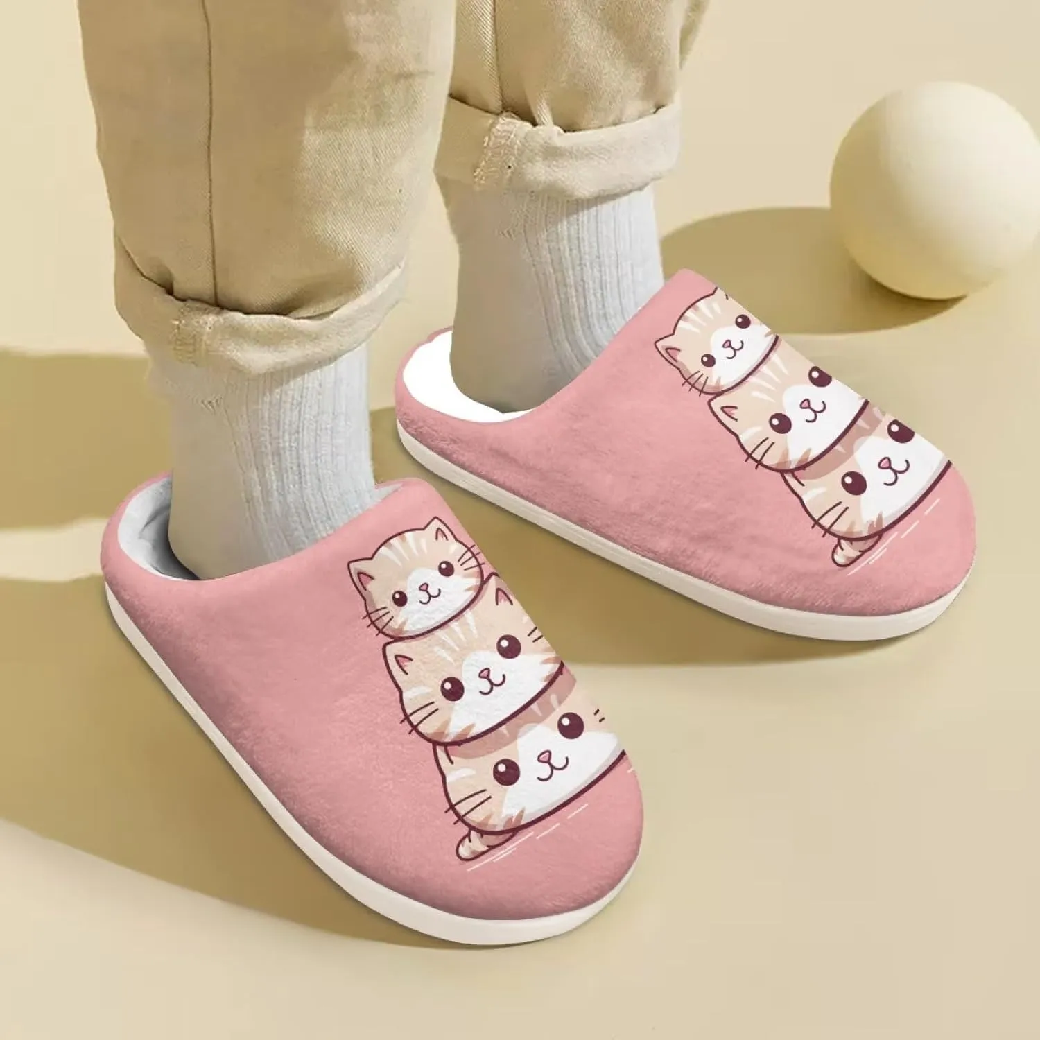 Kids House Slippers Cute Plush Slippers for Teen Girls Anti-slip Indoor Bedroom Slippers