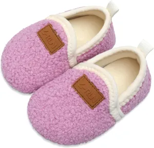 L-RUN Toddler Boys Girls House Slippers Indoor Home Shoes Warm Slipper Socks for Kids Baby Soft Winter Warm Walking Shoes