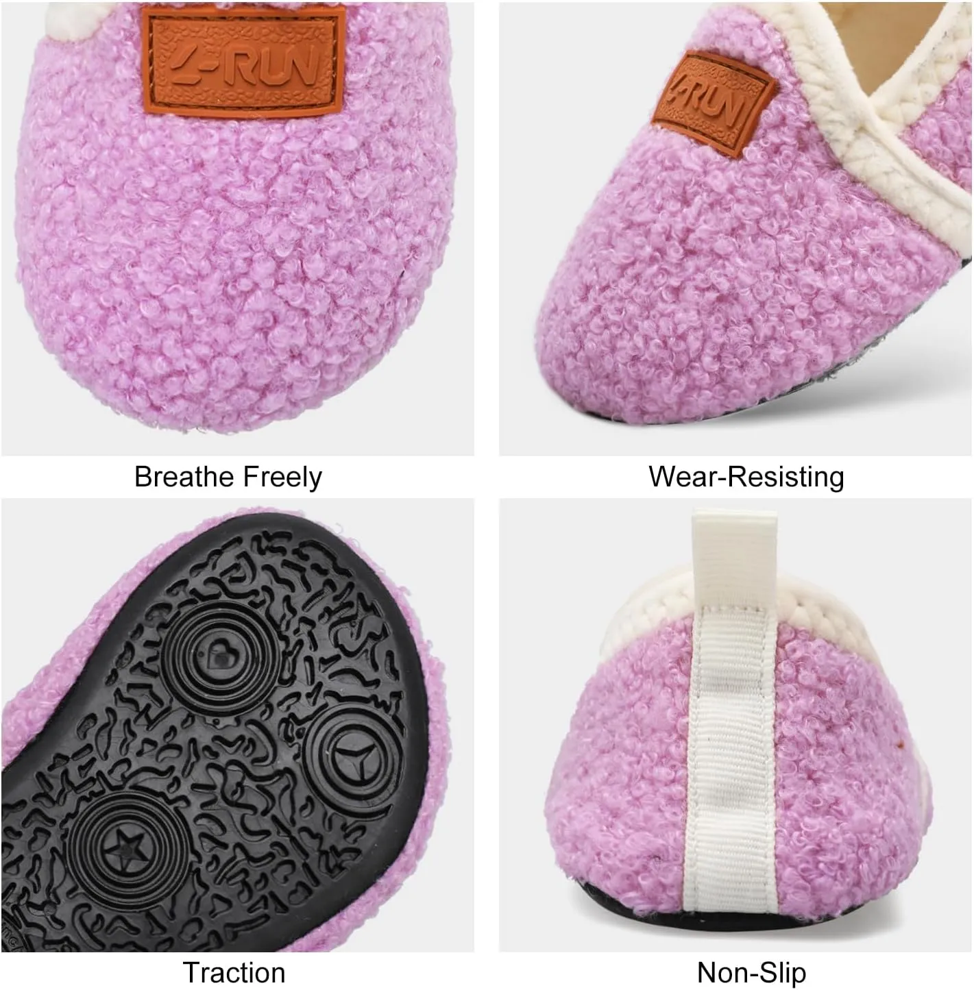 L-RUN Toddler Boys Girls House Slippers Indoor Home Shoes Warm Slipper Socks for Kids Baby Soft Winter Warm Walking Shoes