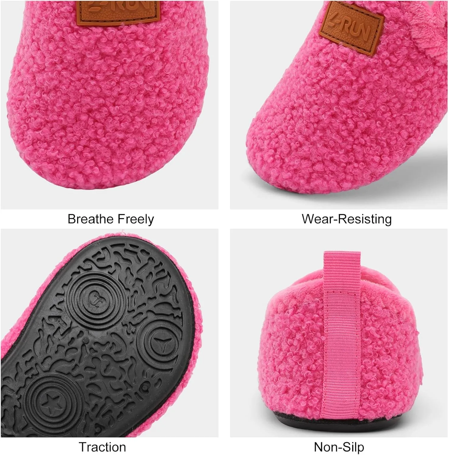 L-RUN Toddler Boys Girls House Slippers Indoor Home Shoes Warm Slipper Socks for Kids Baby Soft Winter Warm Walking Shoes