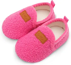 L-RUN Toddler Boys Girls House Slippers Indoor Home Shoes Warm Slipper Socks for Kids Baby Soft Winter Warm Walking Shoes