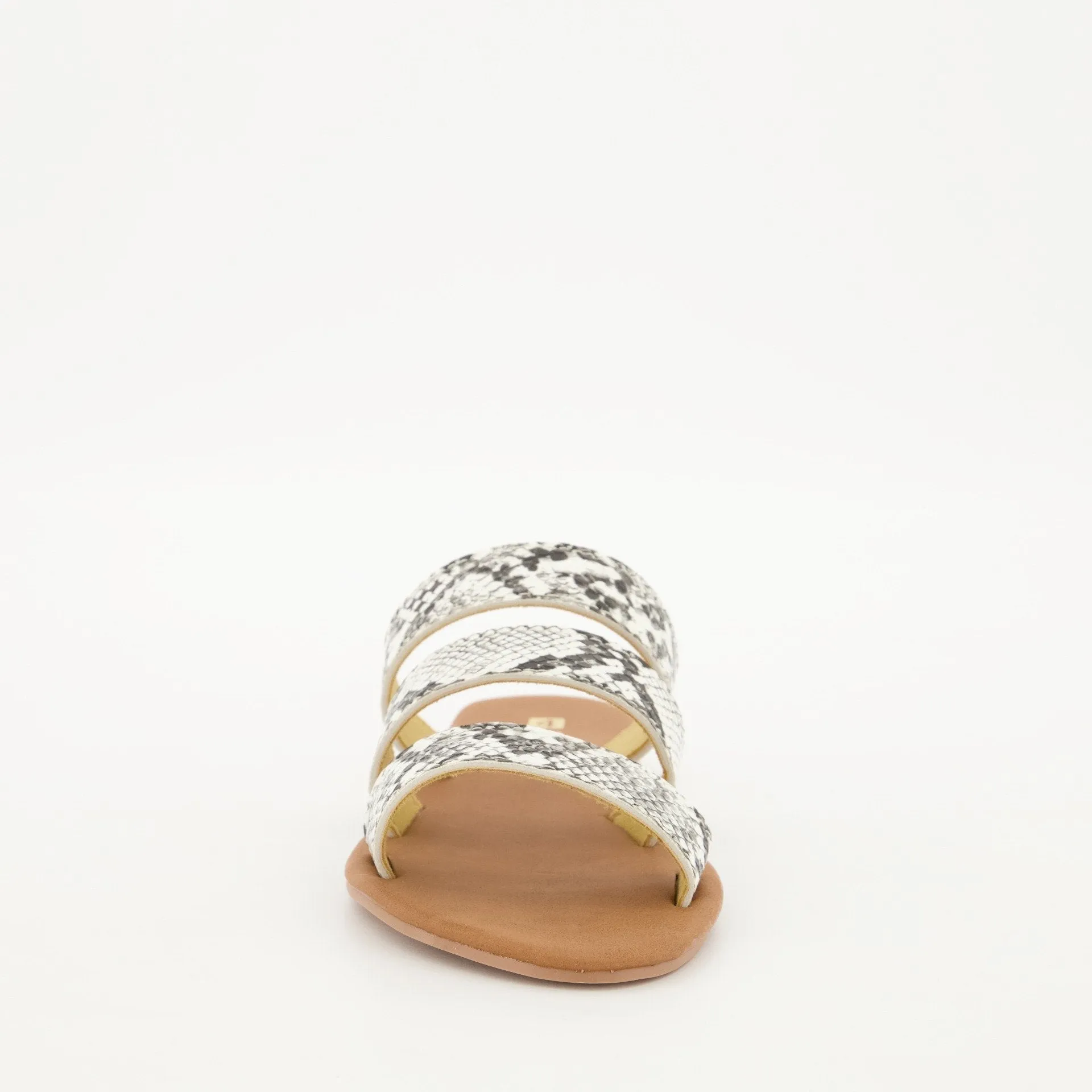 Ladies 3-Strap Push-in Snake Skin Mule