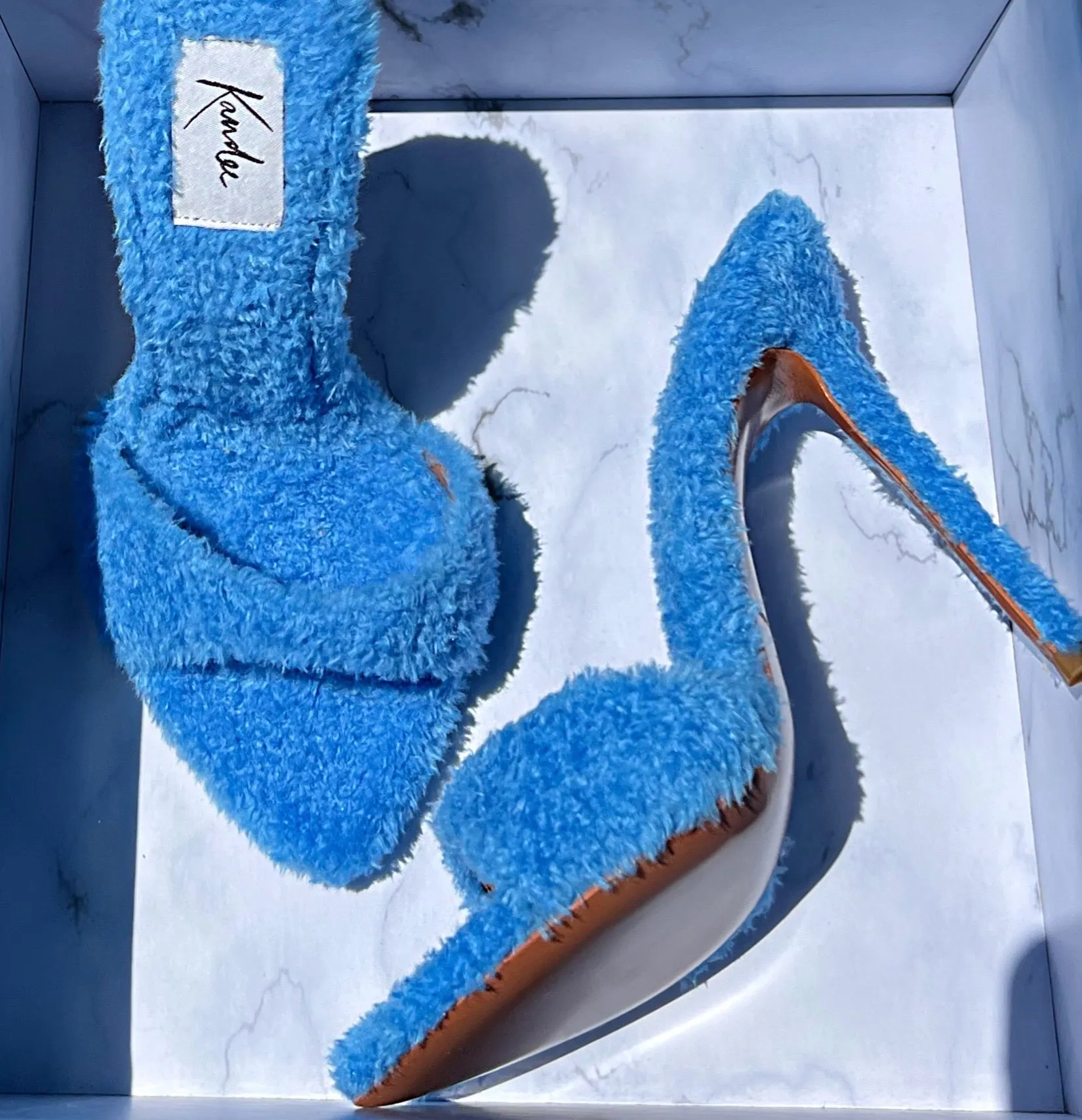 LAGOON BLUE TOWELLING MULES