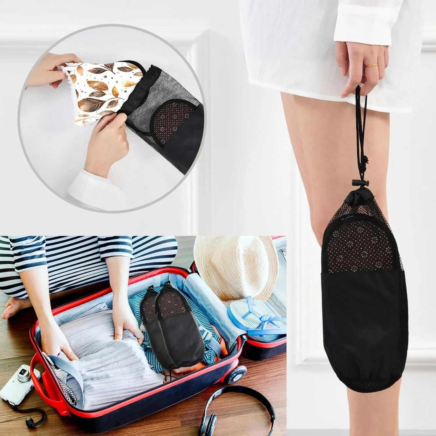 Leaves Brown Gold Watercolor Polka Dots Plush Slippers for Women Men Warm Comfortable Travel Spa Slipper Non-slip House Shoes