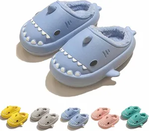 LELEBEAR Shark Slides Winter Warm Slippers, Adult Waterproof Unisex Winter Warm Plush Comfy Non-Slip Shark Slippers