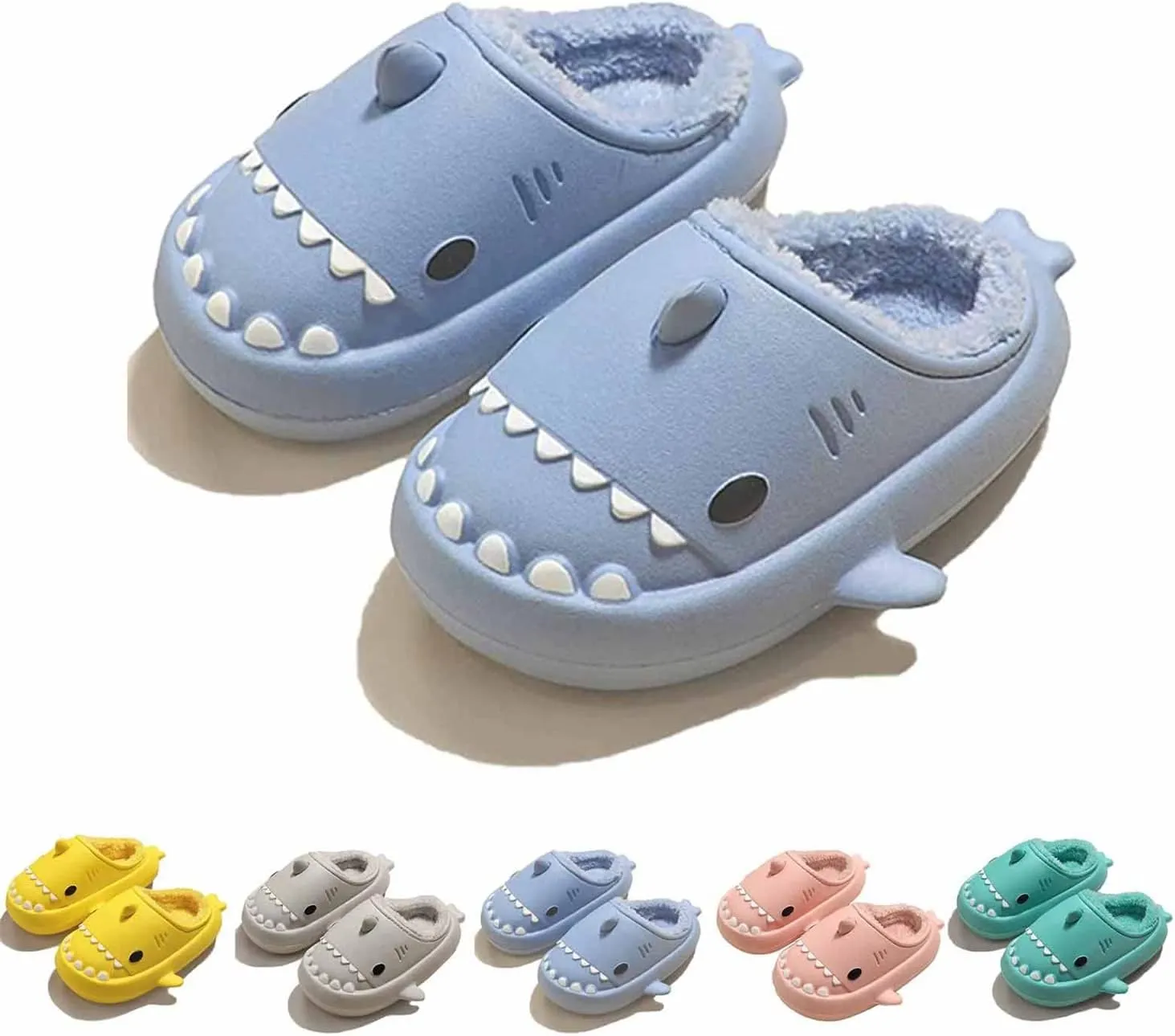 LELEBEAR Shark Slides Winter Warm Slippers, Adult Waterproof Unisex Winter Warm Plush Comfy Non-Slip Shark Slippers